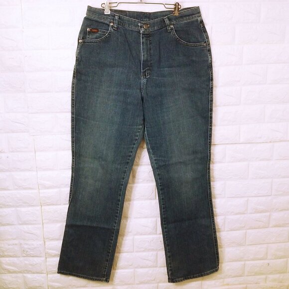 Y2K Lee Denim Mom Jeans Bootcut Lady-14M(32x32) Stretch Soft-Worn 5-Pocket Fray - Picture 2 of 12